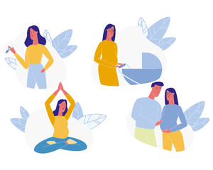 Young Woman Pregnancy Set, Maternity, Happy Family