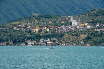 Fototapeta na wymiar View at Monte island on lake Iseo, Italy