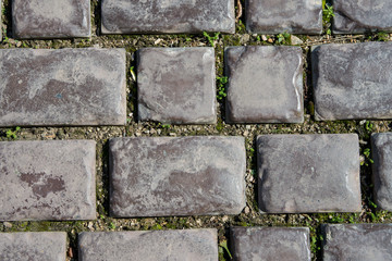 texture paths of stones close-up, footpath from natural stone