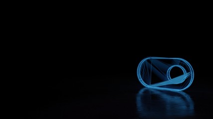 3d glowing wireframe symbol of symbol of multimedia  isolated on black background