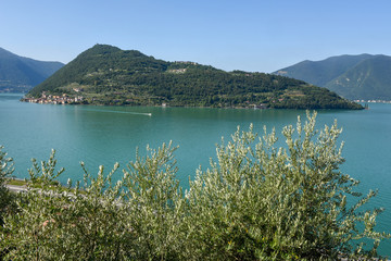View at lake Iseo on Lombardy, Italy