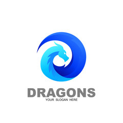 Fototapeta premium Dragon logo design template, brand logo design concept, vector illustration