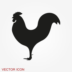 Cock icon. Rooster Flat cock icon design style vector illustrations