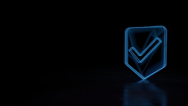 3d glowing wireframe symbol of symbol of signal isolated on black background