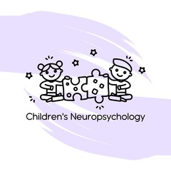 Vector logo for pediatric neuropsychology. Pediatric neuropsychology. Design element for children's centers, clinics, psychologists and other uses.