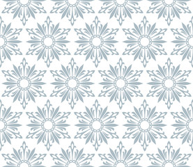 Abstract geometric pattern with lines, snowflakes. A seamless vector background. White and blue texture. Graphic modern pattern