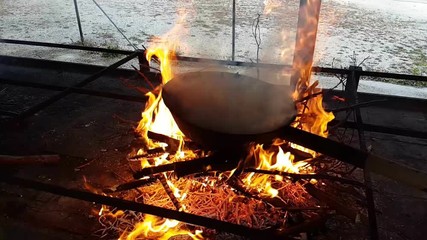 Steaming chestnuts cooked over the fire, Italy