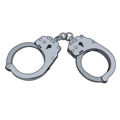 vector, on white background, gray handcuffs, icon