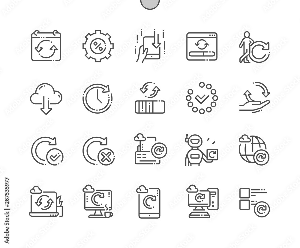 Poster automatic updates well-crafted pixel perfect vector thin line icons 30 2x grid for web graphics and 