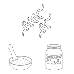 Vector illustration of food and vegan symbol. Collection of food and weed stock symbol for web.