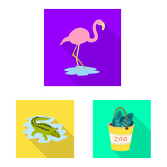 Vector design of safari and animal logo. Set of safari and fun stock vector illustration.