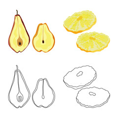 Isolated object of food and raw symbol. Set of food and nature stock vector illustration.