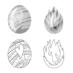 Vector illustration of animal and prehistoric symbol. Collection of animal and cute stock symbol for web.