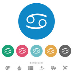 Cancer zodiac symbol flat round icons