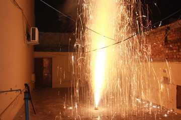 A Flower Pot fire cracker, also known as Anar, is mostly burnt on the night of Diwali releasing a spectacular outburst of sparkles upwards
