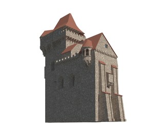 Fairy Tale Castle Isolated on White Background 3D Illustration