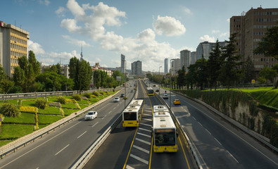Metrobus route in Kadikoy district of Istanbul city - Turkey 