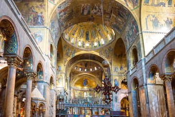 Luxury interior of Saint Mark's Basilica with gold and lots of mosaics. Venice, Italy © Pavlo Vakhrushev