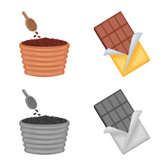 Vector design of food and yummy sign. Set of food and brown stock symbol for web.