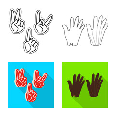 Vector illustration of silhouette and safety logo. Set of silhouette and comfort stock symbol for web.