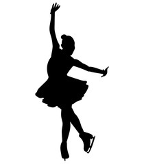 Silhouettes girls skaters. Figure skating. Black and white illustration of a figure skater. Winter sport. © Igor