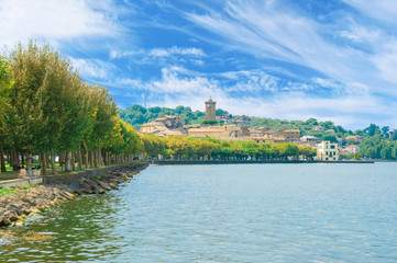 Marta (Italy) - A little medieval town on Bolsena lake with suggestive sidewalk and water front; province of Viterbo, Lazio region