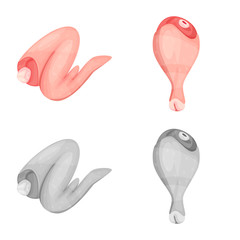 Vector illustration of product and poultry icon. Collection of product and agriculture vector icon for stock.
