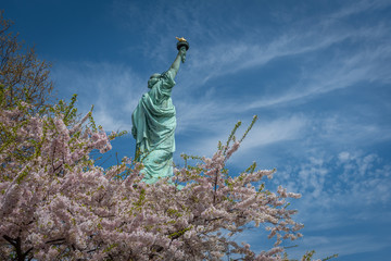 Shot of the Statue of Liberty in New York City, Usa. The shot is taken during a beautiful sunny day...