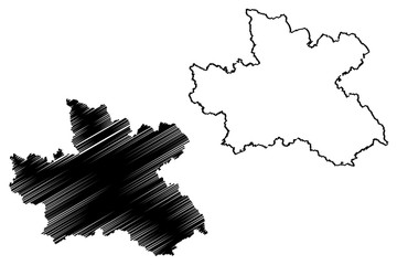 Hradec Kralove Region (Bohemian lands, Czechia, Regions of the Czech Republic) map vector illustration, scribble sketch Hradec Králové map