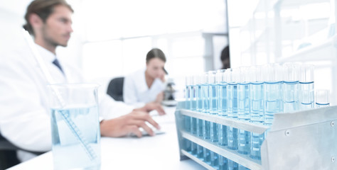 side view of scientists working in laboratory