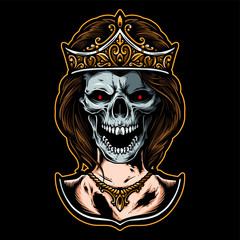skull princess vector logo and icon