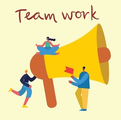 Vector illustration of the office concept business people in the flat style. E-commerce and Team work business concept