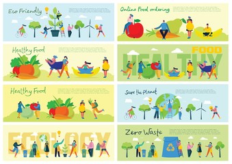 Vector illustration ECO backgrounds of Concept of green eco energy and quote Save the planet, Think green and Waste recycle