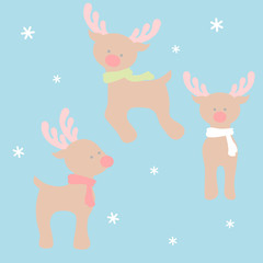 Reindeer with scarf - Christmas set .