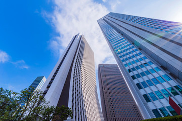 Fototapeta na wymiar 青空と新宿の高層ビルディング