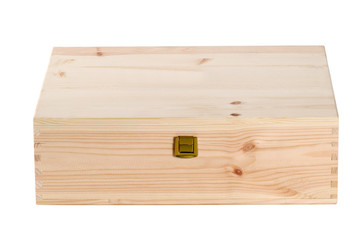 close wood wine gift box isolated on white background with clipping path included