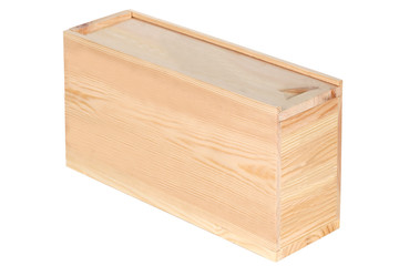 close wood wine gift box isolated on white background with clipping path included
