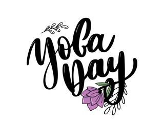 international yoga day, handwritten text, calligraphy, lettering