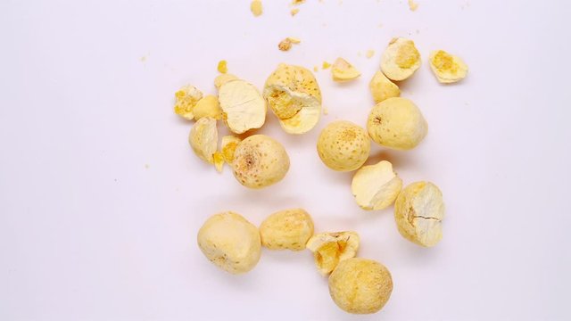 top view herb medicine BanXia or Pinelliae Rhizoma or Ternate Pinellia rotate and pause