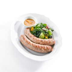 Macro Shot of Munich Sausages for Frying Made from Pork and Beef