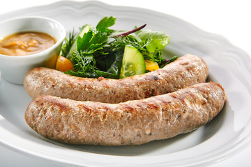 Macro Shot of Munich Sausages for Frying Made from Pork and Beef