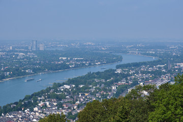 View to city Bonn and river Rhine