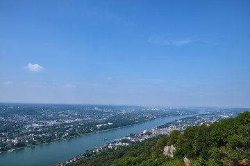 Fototapeta na wymiar View to city Bonn and river Rhine