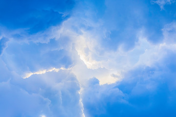 blue sky with sun and beautiful clouds