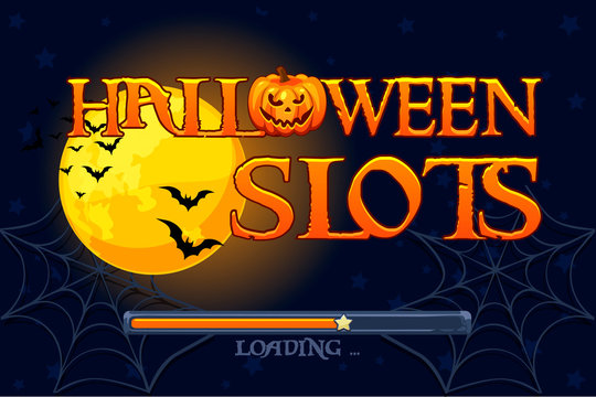 Halloween slots, screen background for slots game. Vector illustration. Objects on a separate layer.