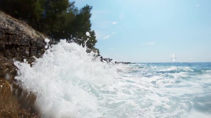 Water splashing on the rocks