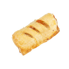 Fresh Homemade Chicken Puff Pastry. Bread and Bakery Products Isolated on White background