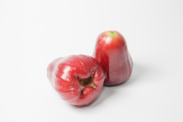 Red rose apple isolated on white background