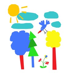 Handmade childish crafted background for design school party advertising, kids gift card, bag print, school wallpaper, education school advertising etc.