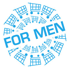 For Men Blue Shopping Cart Circular Badge Style 